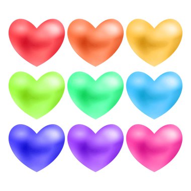 Beyaz arkaplanda kalp şekilleri çizimi