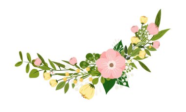 Çiçek bahçesi süslemesi beyaz arka planda