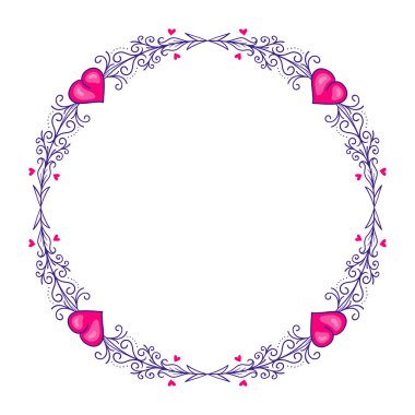 El çizimi düz tasarım kalpler sınır ve çerçeve