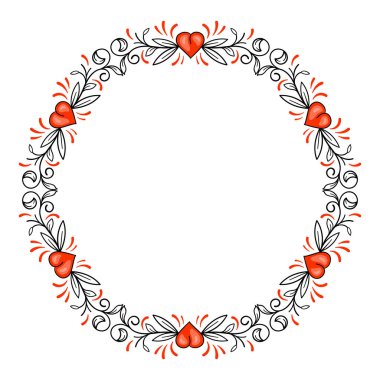 El çizimi düz tasarım kalpler sınır ve çerçeve