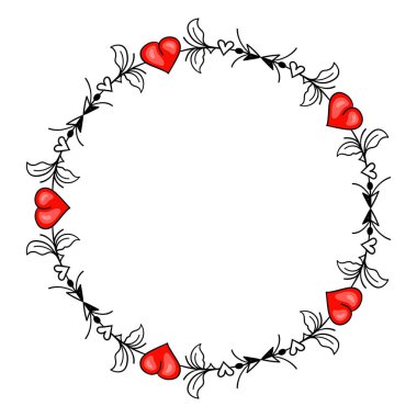 El çizimi düz tasarım kalpler sınır ve çerçeve