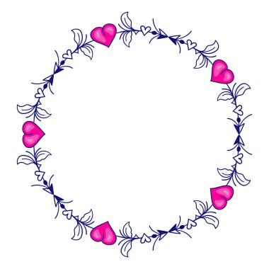 El çizimi düz tasarım kalpler sınır ve çerçeve