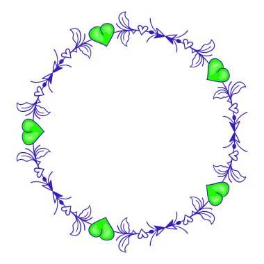 El çizimi düz tasarım kalpler sınır ve çerçeve