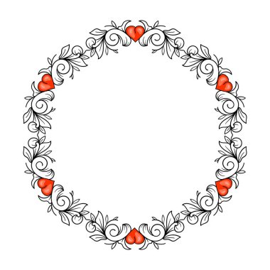 El çizimi düz tasarım kalpler sınır ve çerçeve