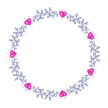 El çizimi düz tasarım kalpler sınır ve çerçeve