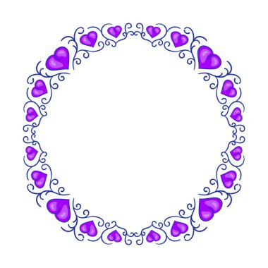  El çizimi düz tasarım kalpler sınır ve çerçeve