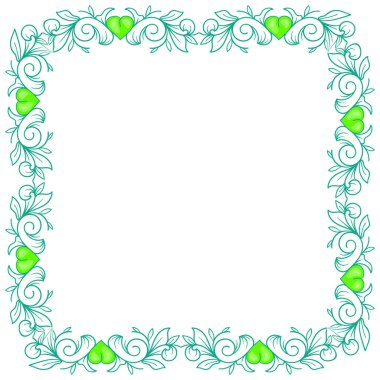 El çizimi düz tasarım kalpler sınır ve çerçeve