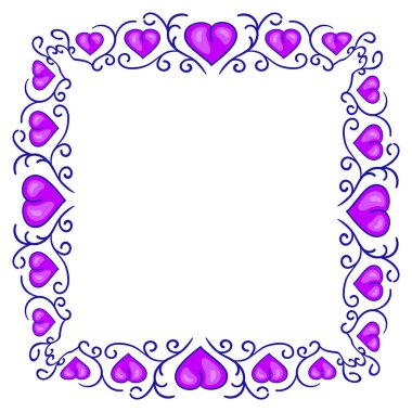 El çizimi düz tasarım kalpler sınır ve çerçeve