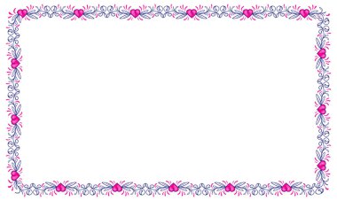 El çizimi düz tasarım kalpler sınır ve çerçeve