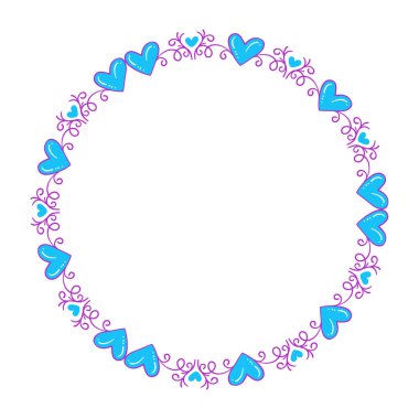 El çizimi düz tasarım kalpler sınır ve çerçeve