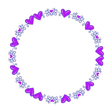 El çizimi düz tasarım kalpler sınır ve çerçeve