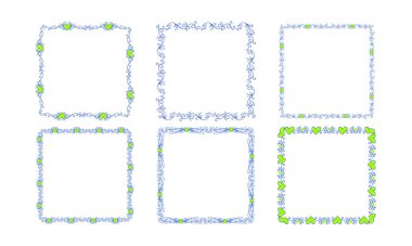 El çizimi düz tasarım kalpler sınır ve çerçeve koleksiyonu