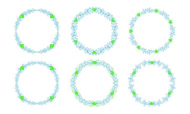 El çizimi düz tasarım kalpler sınır ve çerçeve koleksiyonu