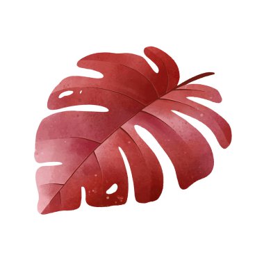 Suluboya gerçekçi tek renkli tropik yaprak tasarımı