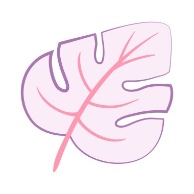 Beyaz üzerine el çizimi canavar tropikal yaprak ikonu