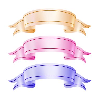 beyaz arkaplanda saten kurdele koleksiyonu