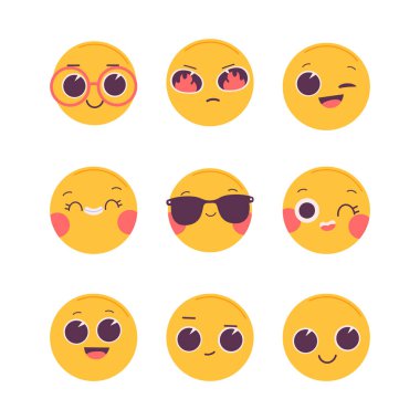 Beyaz arkaplanda el çizimi emojiler