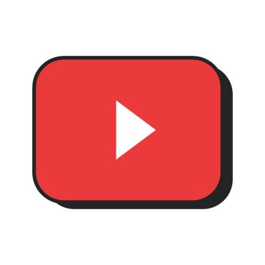Beyaz arkaplanda düz tasarımı olan Youtube oynatıcı simgesi