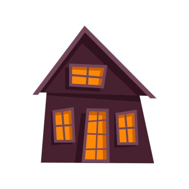 Beyaz arka planda Cadılar Bayramı perili ev silueti