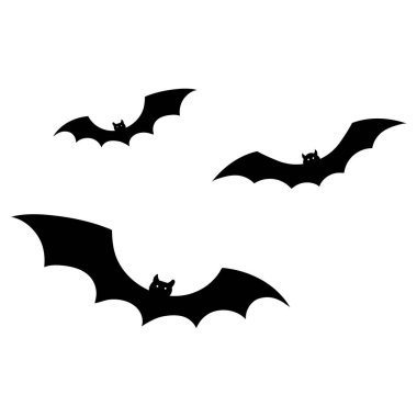 Çizgi filmdeki düz siluet çizimleriyle cadılar bayramı siyah yarasaları