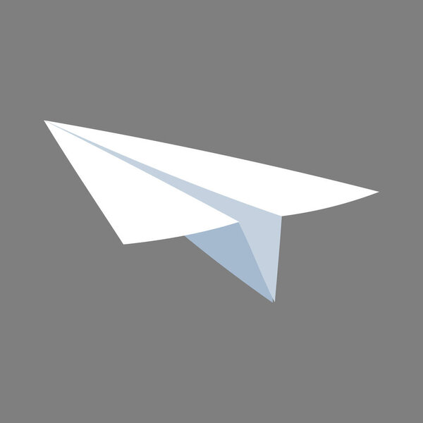 Бумажный самолет летит иллюстрация на сером фоне