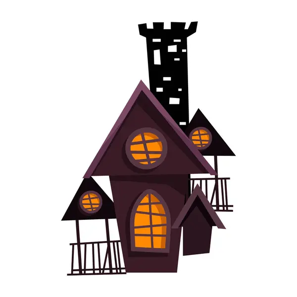 stock vector Halloween haunted house silhouette on white background