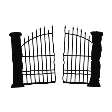 Beyaz arka planda eski demir çit çizimi