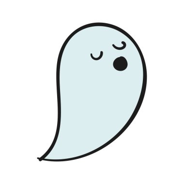 Beyaz arka planda şirin bir cadılar bayramı hayaleti.