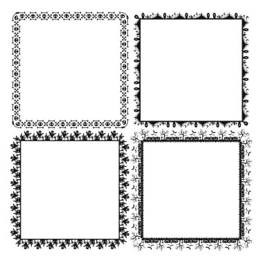 El çizimi cadılar bayramı çerçeve şablonu tasarım koleksiyonu