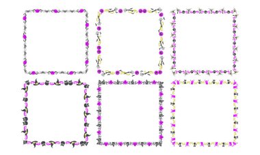 El çizimi cadılar bayramı çerçeve şablonu tasarım koleksiyonu