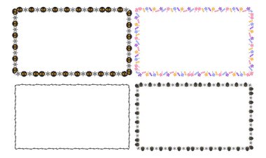 El çizimi cadılar bayramı çerçeve şablonu tasarım koleksiyonu