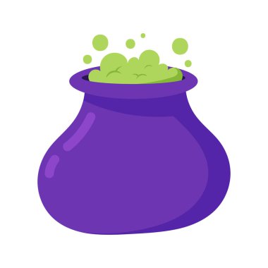 Beyaz üzerine sihirli iksir resimli kazan