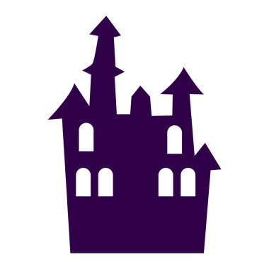 El çizimi perili ev siluetleri Cadılar Bayramı kutlaması için beyazlar üzerinde