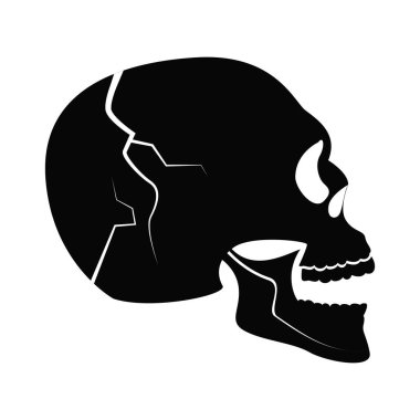 Beyaz üzerine el çizimi kafatası silueti çizimi