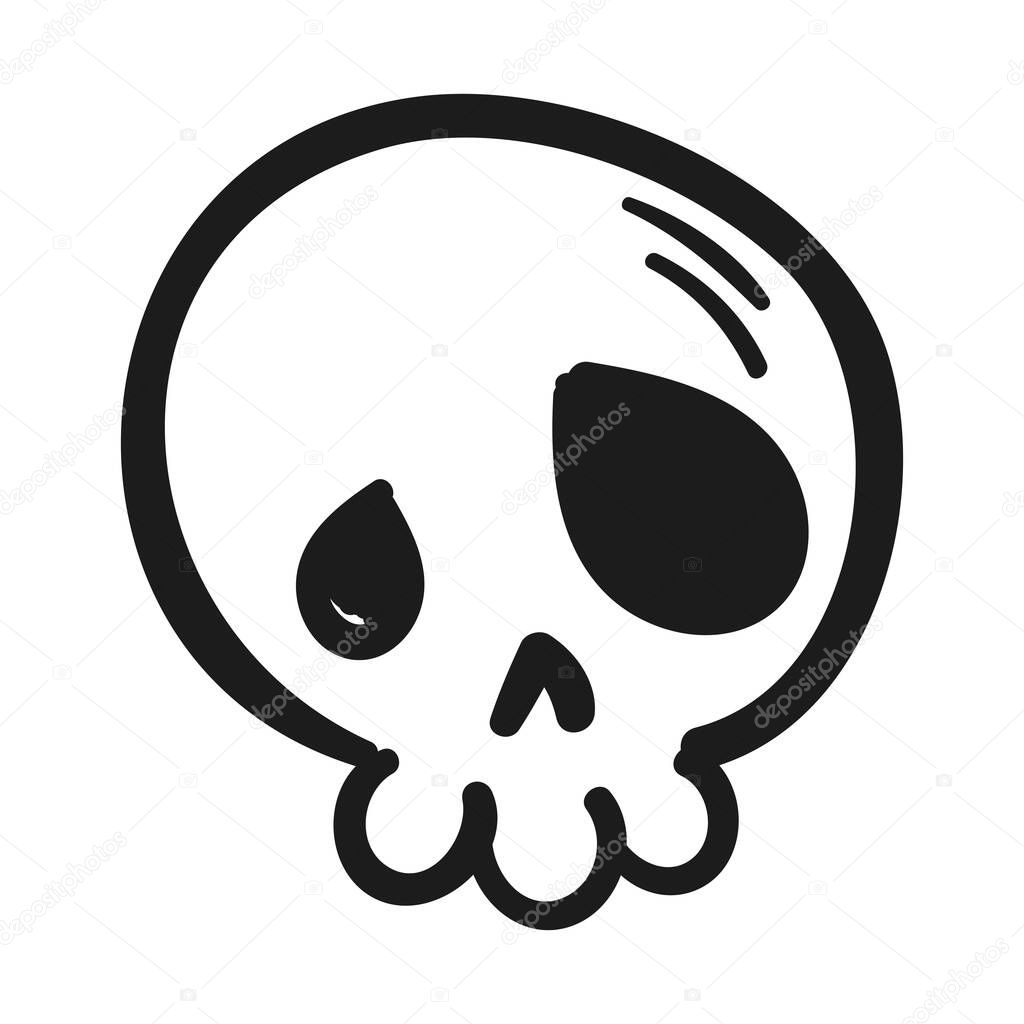 Hand drawn skull silhouette illustration