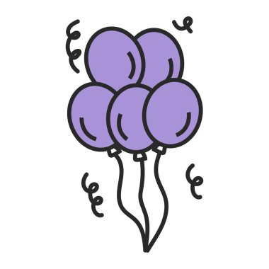 Beyaz bir balonda sevimli ve renkli balonlar.