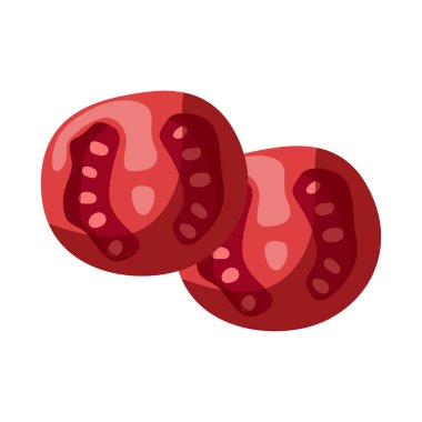 Beyaz arkaplanda taze kırmızı domates dilimi