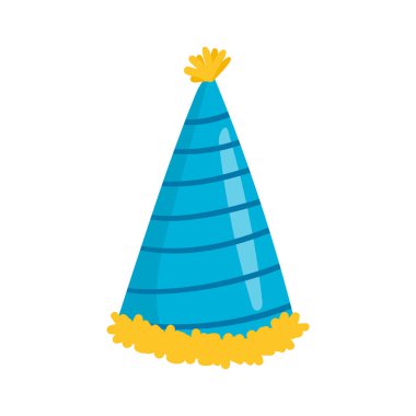 Beyaz arka planda el çizimi doğum günü şapkası çizimi