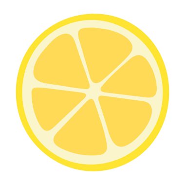 Limon dilimi, meyve düzlüğü çizimi, beyaz üzerine meyve tasarım elementi.