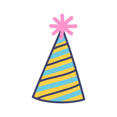 Elle çizilmiş doğum günü şapkası şirin illüstrasyon