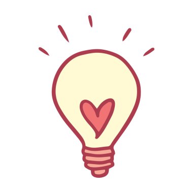 Karikatür stilinde kalp lambası vektörü Sevgililer Günü konsepti için Element Aşk simgesi