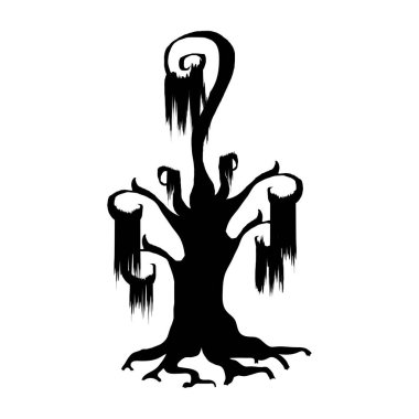 Korkunç cadılar bayramı ölü ağaçlarının siyah siluetleri