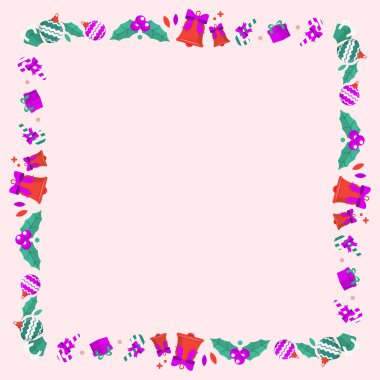 Yılbaşı kutlaması için çerçeve şablonu, Noel çelengi konsepti