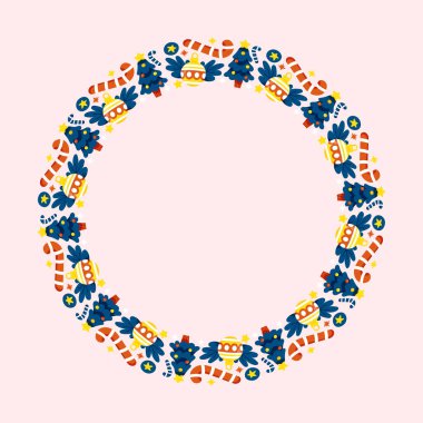 Yılbaşı kutlaması için çerçeve şablonu, Noel çelengi konsepti