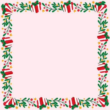 Yılbaşı kutlaması için çerçeve şablonu, Noel çelengi konsepti