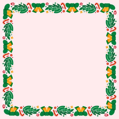 Yılbaşı kutlaması için çerçeve şablonu, Noel çelengi konsepti