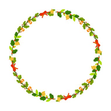 Yılbaşı kutlaması için çerçeve şablonu, Noel çelengi konsepti