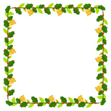 Yılbaşı kutlaması için çerçeve şablonu, Noel çelengi konsepti