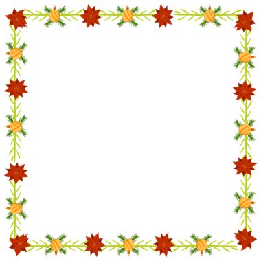 Yılbaşı kutlaması için çerçeve şablonu, Noel çelengi konsepti