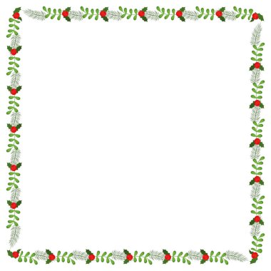 Yılbaşı kutlaması için çerçeve şablonu, Noel çelengi konsepti